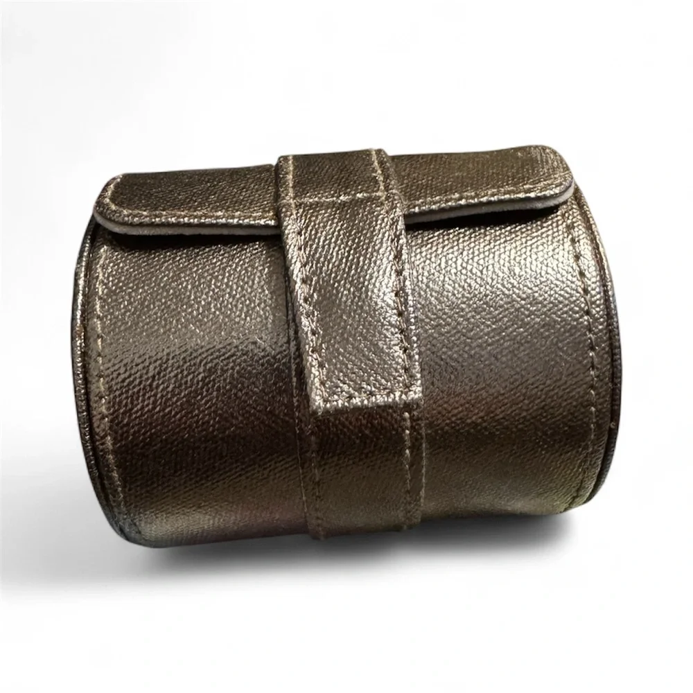 Metallic Brown Leather Watch Travel Case